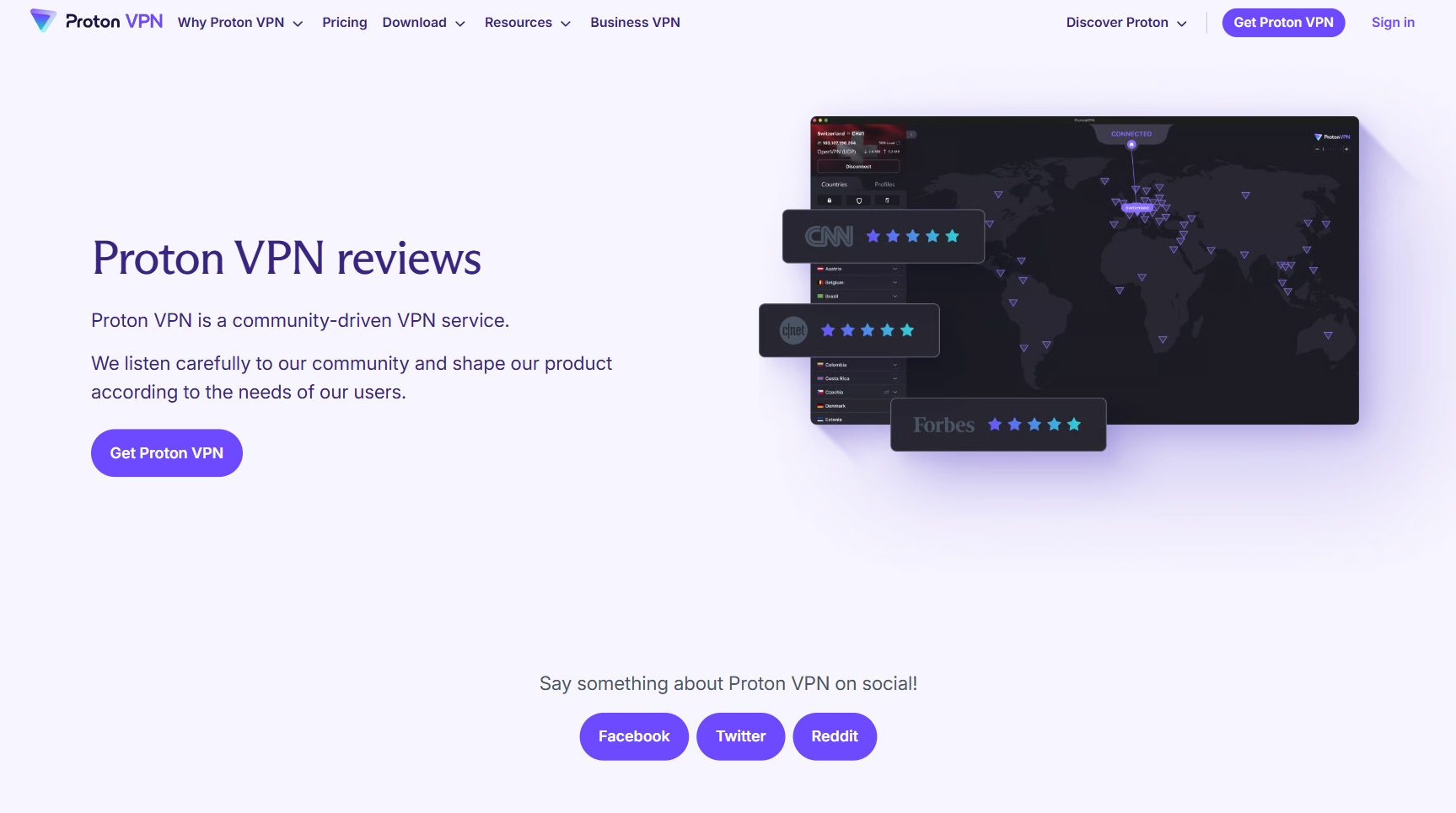 Proton VPN homepage